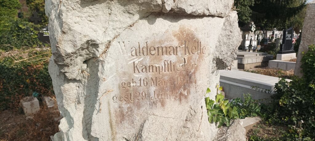 Inscriptia funerara din cimitirul evanghelic din Bistrita Waldemar Keller